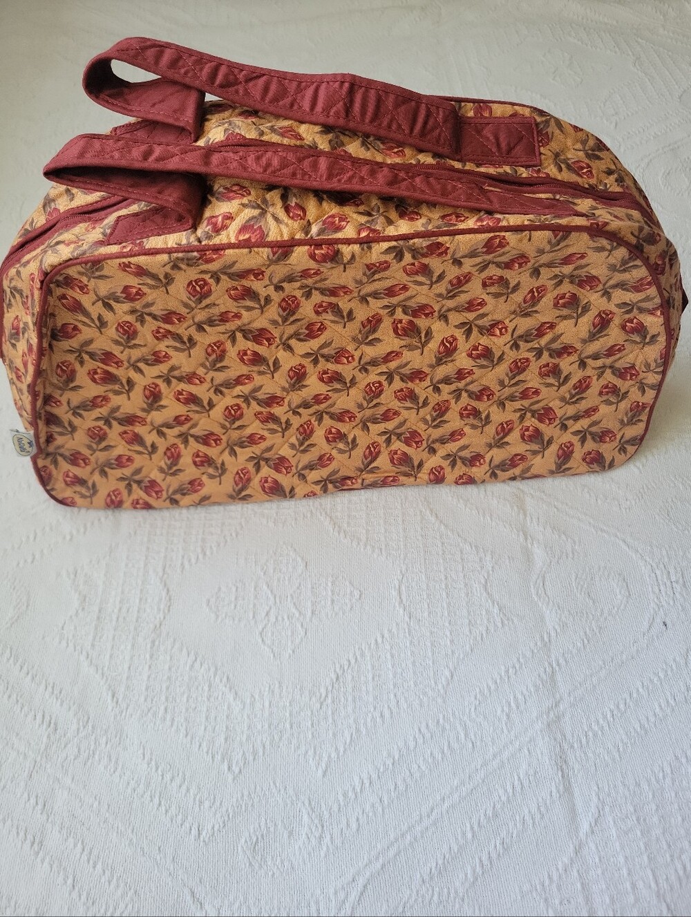 NaRaYa Premium Quilted Cotton Duffel Travel Bag (Vintage Retired Rosebud Pattern